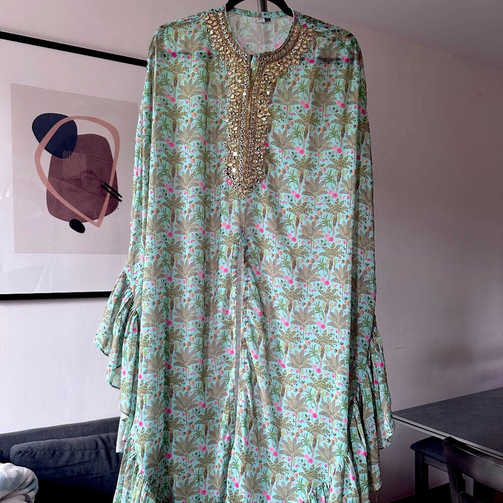 Tropical Trees Print Kaftan & Sharara Set - image 6